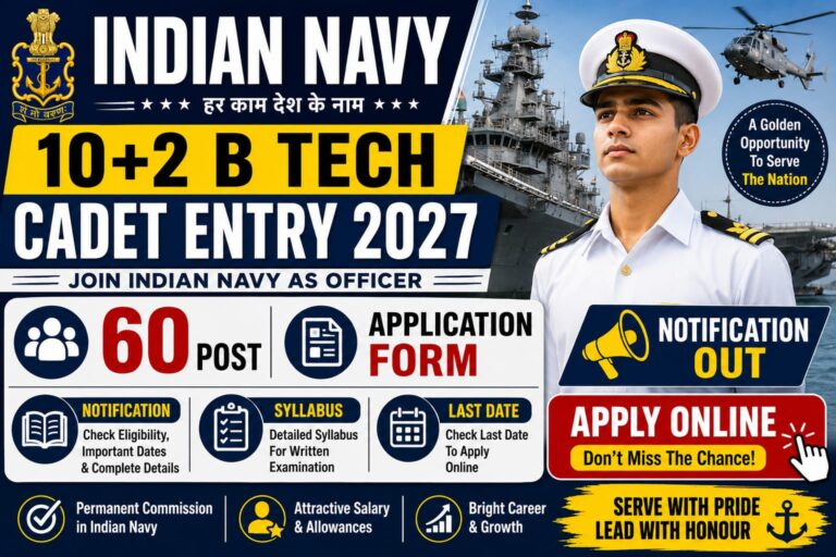Indian Navy 10+2 B Tech Cadet Entry 2027