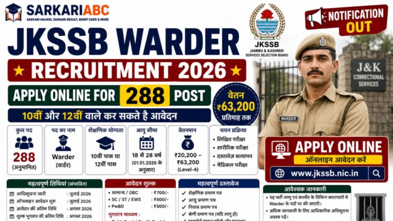 JKSSB Warder Recruitment 2026