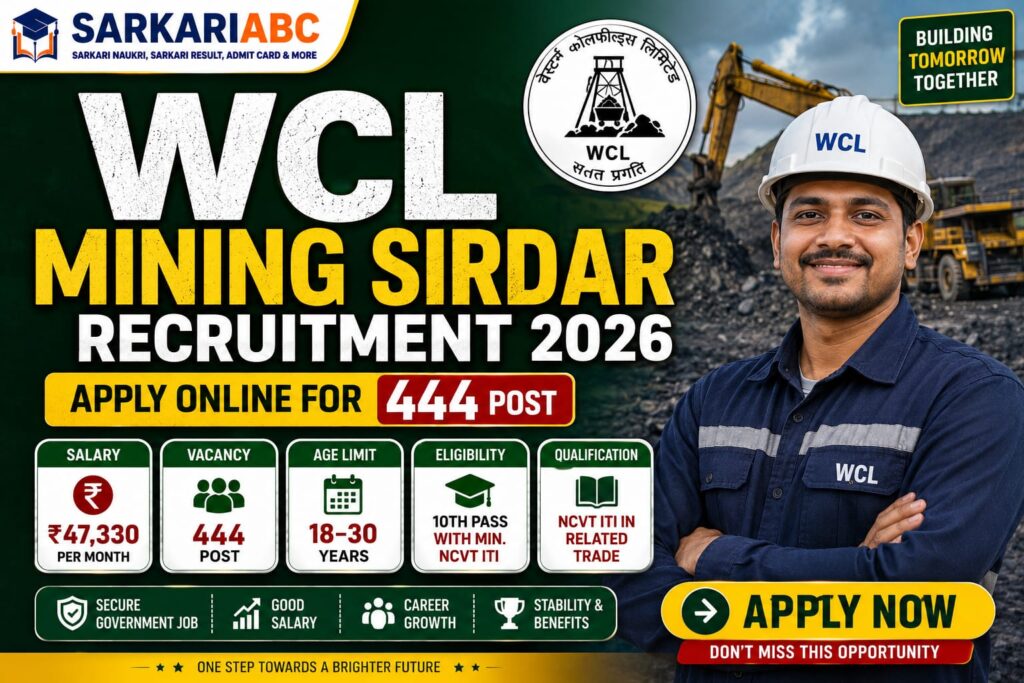 WCL Mining Sirdar Recruitment 2026