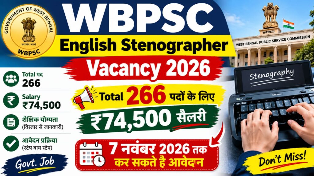 WBPSC English Stenographer Vacancy 2026